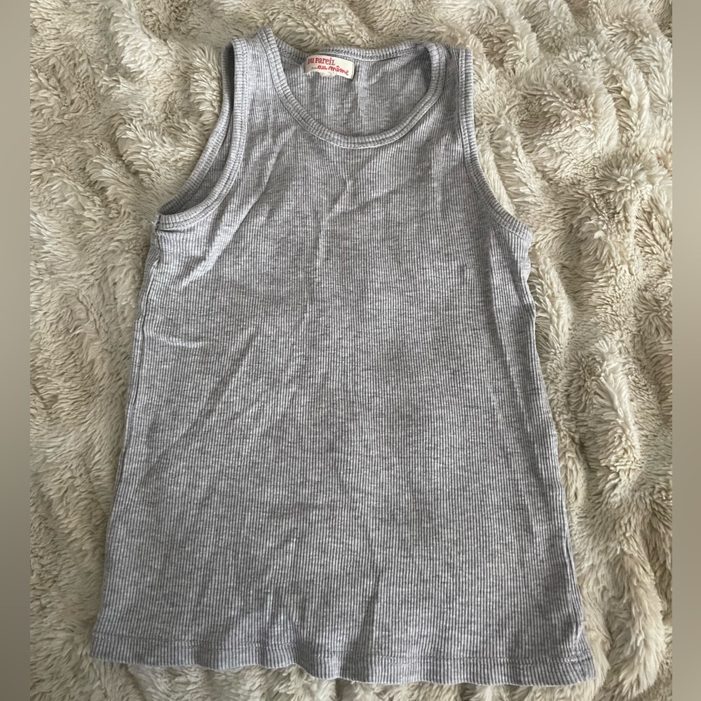 Gray Ribbed Tank Top
